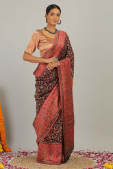 Black Pashmina Moonga Silk Handloom Banarasi Saree- Silk Mark Certified